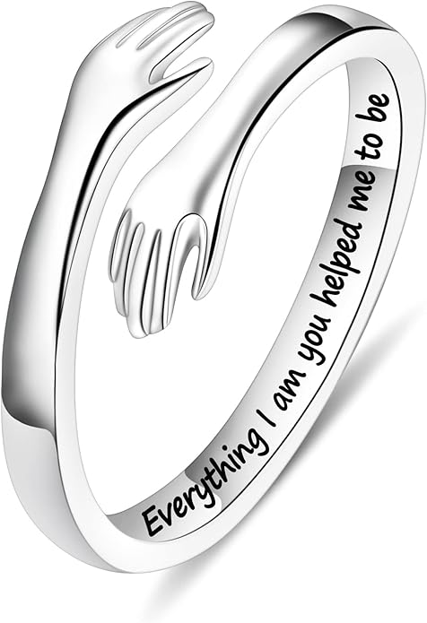 Yesteel Mothers Day Gifts - S925 Sterling Silver Hug Ring for Women Teen Girls, Adjustable Ring Jewelry Mothers Day Birthday Gifts for Daughters Mom Sister Wife Friends Grandma