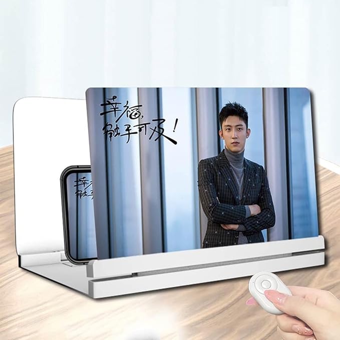 12-Inch Mobile Screen Magnifier - HD 3D Foldable Phone Amplifier for Movies, Videos, and Reading Universal Adjustable Eye Protection, Suitable Kids Seniors