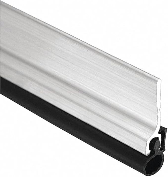 Pemko Door Jamb Weatherstrip Kit with Screws, Mill Finish Aluminum with Black Silicone Insert, 7/8”W x 3684"L x 1/4"H