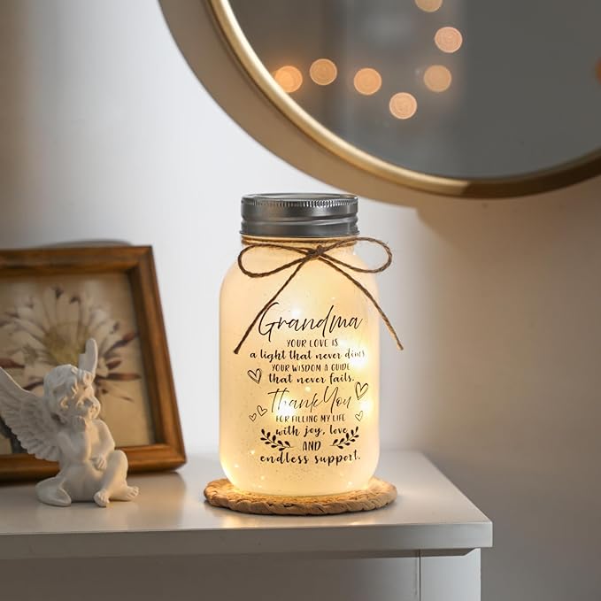 Maracco Mothers Day Gifts for Grandma from Grandkids, 30oz Large Mason Jar Lights for Grandma, Grandmother Nana Birthday Gifts for Home Decor, Grammy Gift