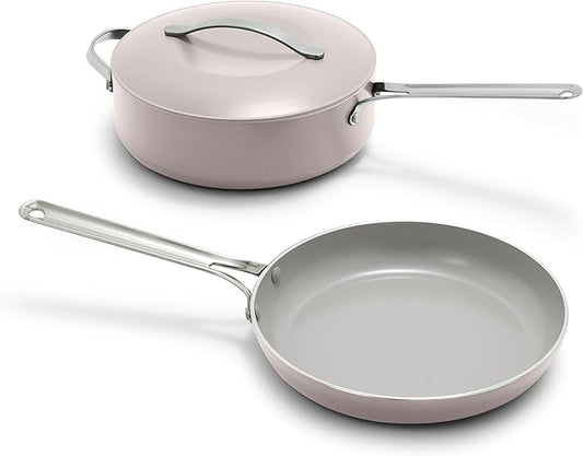 GreenPan Nova 10” Frying Pan Skillet and 4.37QT Sauté Pan with Lid, Oprah’s Favorite Things 2024, PFAS-Free Ceramic Nonstick, Induction Suitable, Sear, Fry, Broil, Dishwasher & Oven Safe, Clay