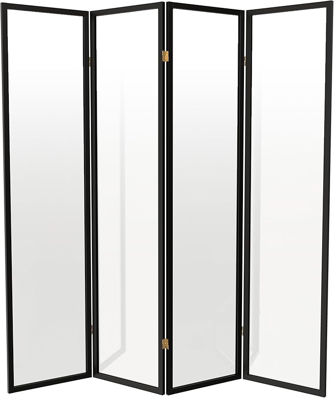 Red Lantern 6 ft. Tall Clear Plastic Partition Black 4 Panel