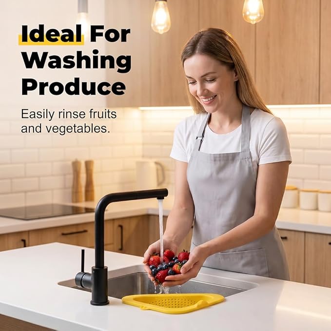 Magnetic Triangle Sink Strainer Basket, 2026 Upgrade Kitchen Corner Drain Rack with Twist-Open Bottom, Metal Sink Food Scraps Filter and Sponge Holder Produce Rinse Basket
