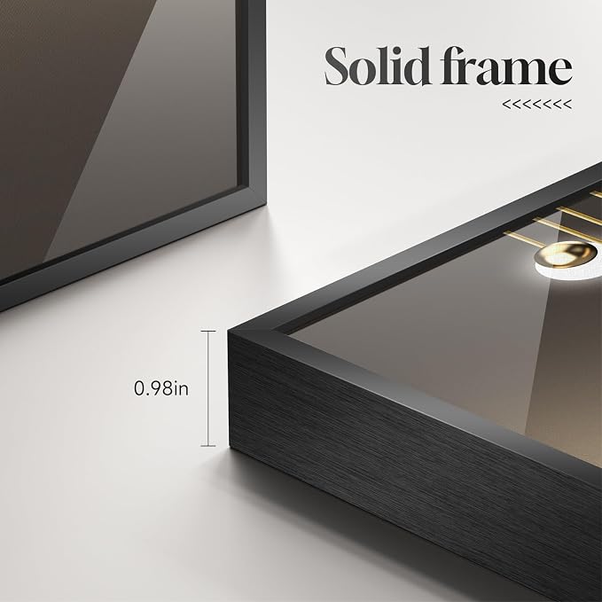 Large Framed Modern Luxury Black and Gold Abstract Wall Art for Living Room, 3 Piece Contemporary Elegant Prints Paintings, Geometric Pictures for Bedroom Entryway Home Office Wall Decor 24x36 In