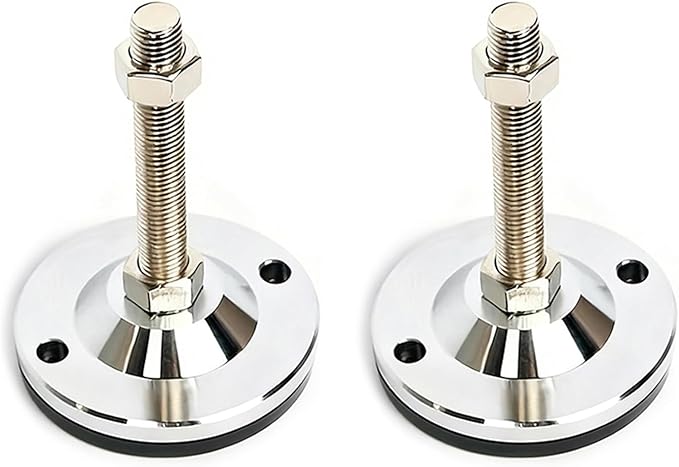 Furniture Levelers,2-Pack, Machine Leveling Feet 3.9" Base,M14 Thread,1200 Lb Capacity Black Adjustable Heavy Duty Leveler Feet Solid Machined Steel with Thick Rubber Pad D100xM14x100