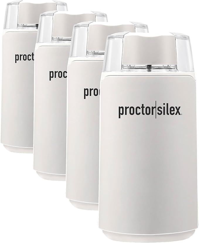 Proctor Silex Electric Coffee Grinder for Beans,Spices and More,Stainless Steel Blades,12 Cups,White,(Pack of 4)