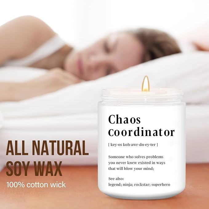 LEIOH Chaos Coordinator Gift Ideas,Christmas Birthday Thank You Gifts for Women,Boss Lady,Coworkers,Manager,Office,Teacher,Nurse,Mom,Her, Lavender Jar Candle