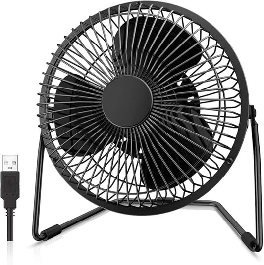EasyAcc 5 Inch USB Desk Fan, Small USB Desk Fan, [Small Quiet Strong Airflow and 360° Rotating Personal Table Cooling Fan] USB Powered Portable Fan, 2 Speed（3.3~4.1 M/S Black (USB POWERED ONLY)