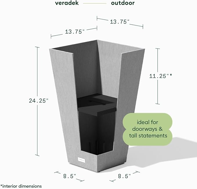 Veradek V-Resin Indoor/Outdoor Taper Planter (24 inch, Gray)