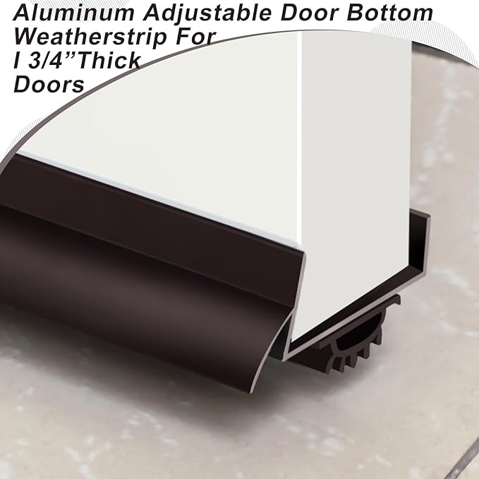 MorningRo 2 Pcs 1-3/4" x 36" U Shaped Aluminum Door Sweep for Bottom of Door with Drip Cap Screw-on Metal Weather Stripping Seal Draft Stopper Threshold for Exterior Front Doors (Brown)