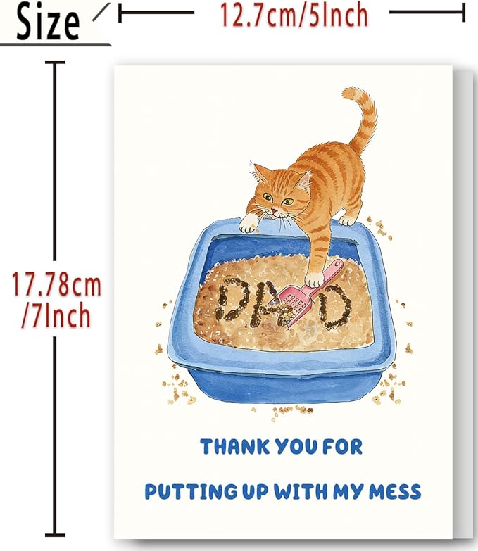 FANCYLUCKY Funny Cat Dad Fathers Day Card, Cat Dad Gifts For Men, Cute Father's Day Card Gifts from Cat