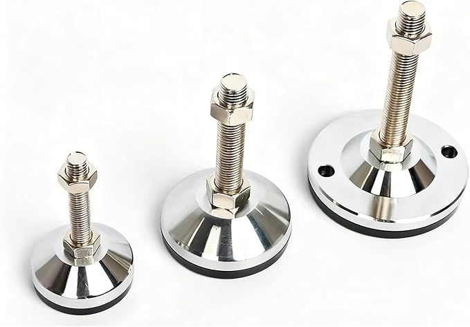 Heavy Duty Adjustable Leveling Feet,Machine Leveling Feet,M16 Thread,Carbon Steel PVC Anti-Slip,4.7" Dia Base for Workbench, Table, Machine, Cabinet,2 Pcs 4400 Lb Capacity,Black,D120xM16xH150
