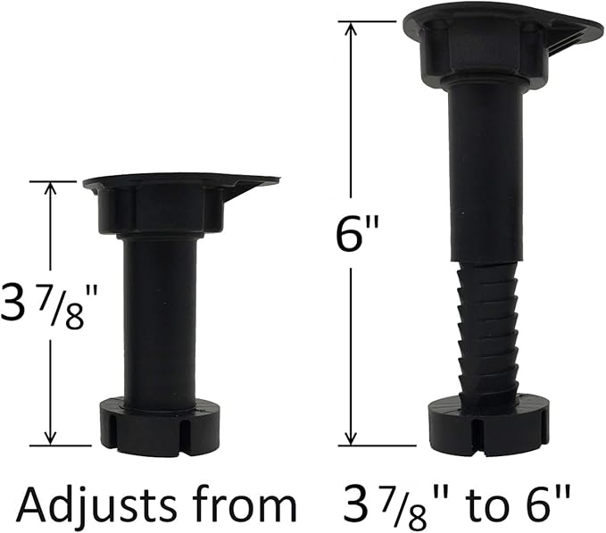 Desunia Cabinet Leveler Legs - 330 Lb. Capacity per Leg - Adjusts from 3 7/8" to 6" - 12 Pack