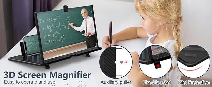 20" Screen Magnifier for Cell Phone,Fanlory 3D HD Magnifying Projector Screen Enlarger for Movies, Videos and Gaming, Foldable Phone Stand with Screen Amplifier,Birthday Gifts for Mom Dad & Family