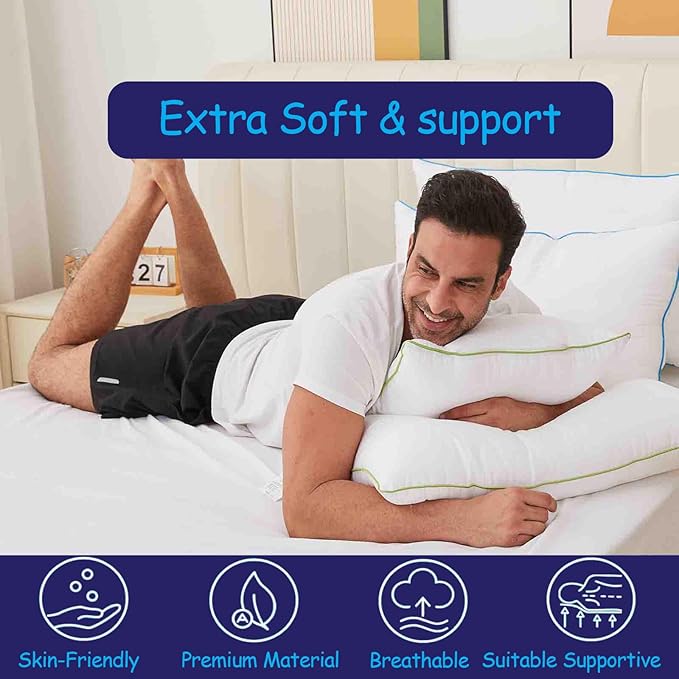 Bed Pillows Standard Size Set of 2,for Sleeping, Adjustable Standard Pillows 2 Pack with Zipper, Cooling Hotel Quality with Premium Soft Down Alternative Fill