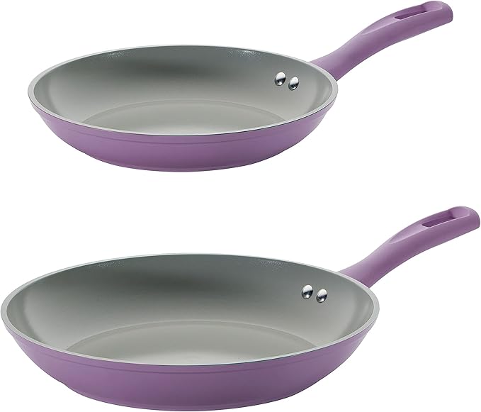 Tramontina Solara 10 & 12-Inch Ceramic Non Stick Frying Pan Set, Heavy-Gauge Aluminum Skillet with Nonstick Coating, Dishwasher and Oven Safe (Purple, 2-Pack)