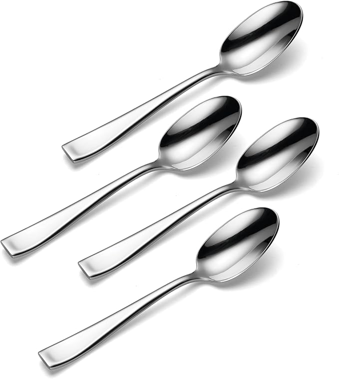 Oneida Silverware Set, Moda Fine Teaspoons Flatware Set, Service For 4, 18/10 Stainless Steel Spoons, Dishwasher Safe Utensils, Home And Kitchen, Spoons, Tea spoon (Silver, 4 Piece)