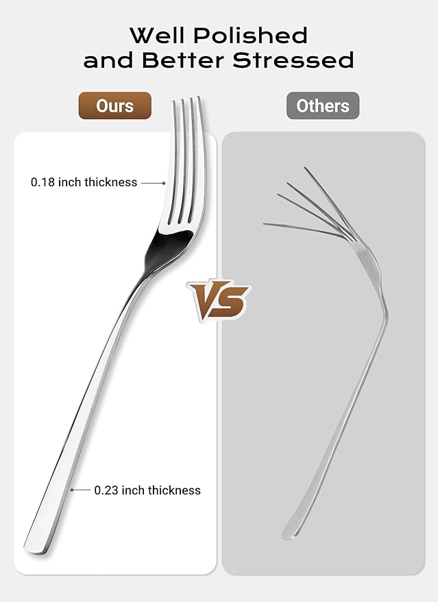 45-Piece Flatware Sets, Silverware Set for 8, Durable Stainless Steel Tableware in Ergonomic Design Size and Weight, Kitchen Utensils Set with Steak Knives, Rust-proof, Dishwasher Safe