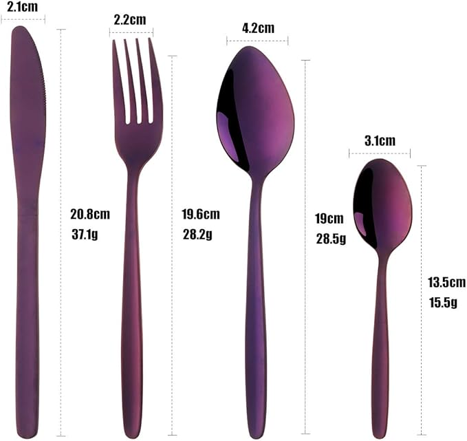 BuyGo Purple Silverware Flatware Set, 16-Piece Light Weight Stainless Steel Eating Utensil Service for 4, Include Knife Fork Spoon, Dishwasher Safe