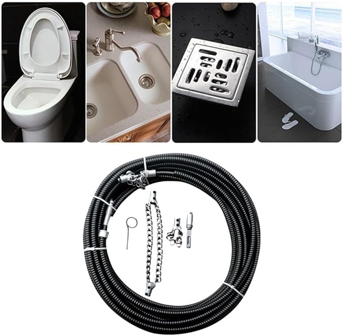 Flex-Shaft Sewer Descaling Chain, Heavy Duty Drain Clog Remover, Flex Shaft Sewer Cleaning Tool,Flexible Push Snake Cable for PVC Pipes, Toilets, Traps & Industrial Boilers