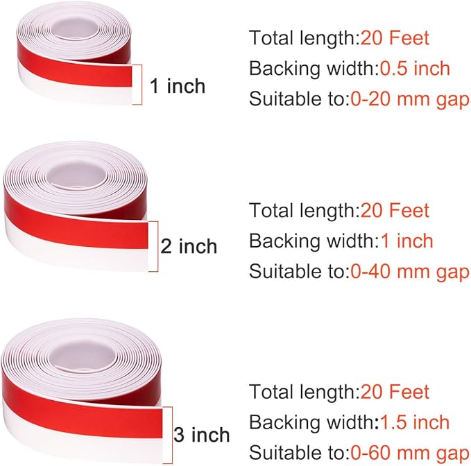 TORRAMI Silicone Door Sweep Draft Stopper 2 inch Width 20 Feet Length,Seal Insulation for Door Under Bottom, Gap, Side, Glass Shower Door, Sliding Door,White