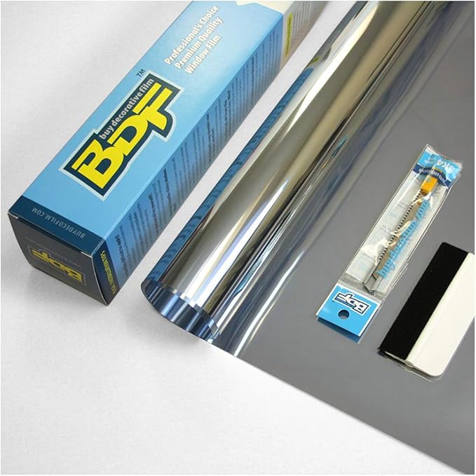 BDF EXS15 Exterior Window Film Daytime Privacy and Sun Control Mirror Silver 15 (Dark) - 36in X 14ft