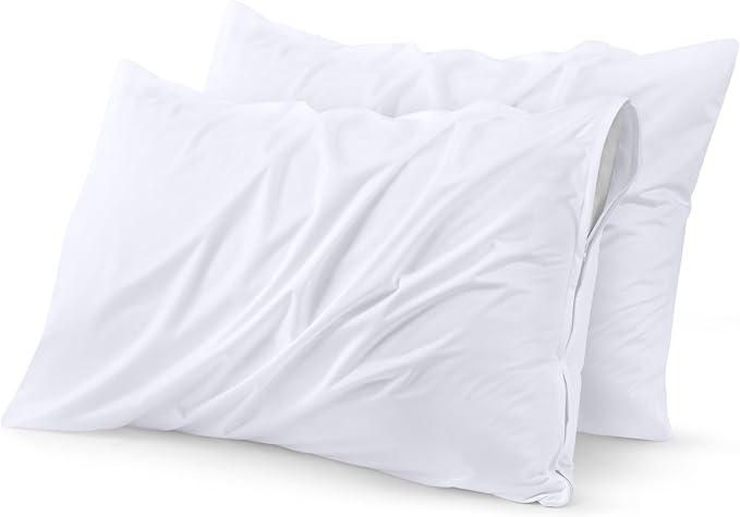 Utopia Bedding Premium 100% Waterproof Pillow Protectors with Zipper King Size (Set of 40), Bed Bug and Dust Mite Proof Zippered Pillow Covers, Pillow Encasement Cases, White