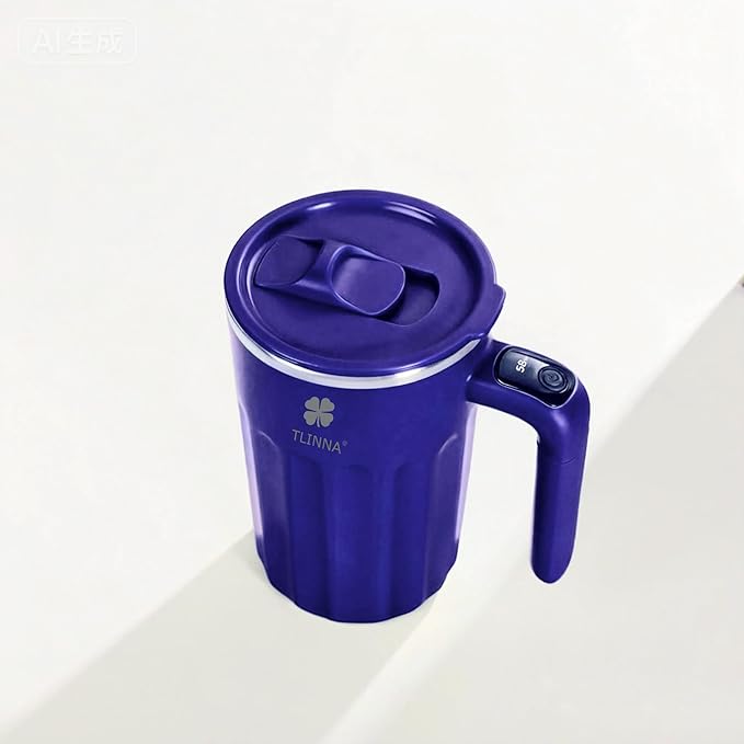 Drink Stirrer,Self Stirring Mug,Self Stirring Coffee Mug,Suitable for Coffee, Milk, Cocoa and Other Beverages Stainless Steel Vacuum Insulated Tumbler with Lid (Blue, 12 Ounces)