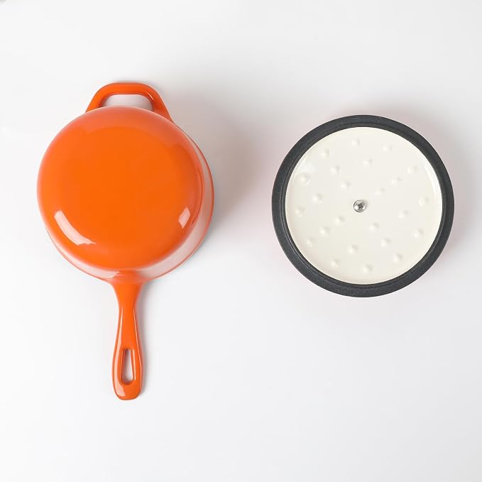HAWOK Enameled Cast Iron Saucepan 1 Quart Orange…