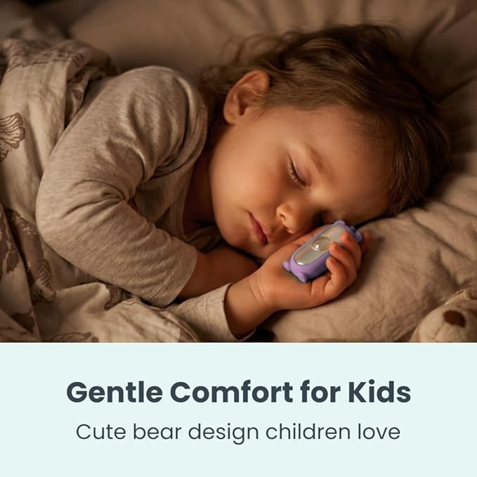 Glowco CalmCarry Mini Bear Kids Sleep Aid Device – Handheld Microcurrent Relaxation Tool, Supports Calm, Focus & Gentle Relief, USB Rechargeable, Portable Wellness Device for Children (Purple)