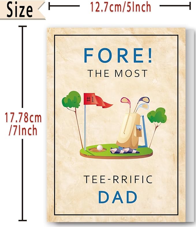 FANCYLUCKY Funny Golf Fathers Day Card Gift for Dad, Golf Dad Card, Father’s Day Cards for Golfs Lover from Son Daughter