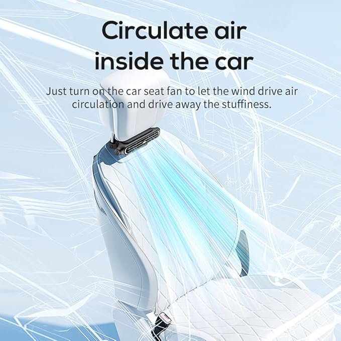2-Pack Rechargeable Car Seat Fans – 3000mAh Battery Operated Clip-On Cooling Fans with 3 Speeds & Adjustable Angle – Quiet Portable Air Circulator for Kids, Pets, Camping & Travel