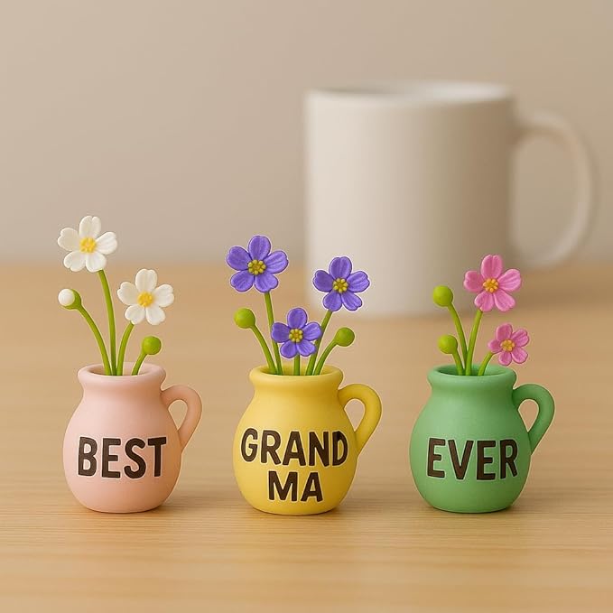 Mini Vase Magnets for Fridge - Christmas Grandma Gifts from Granddaughter, Best for Grandma for Birthday