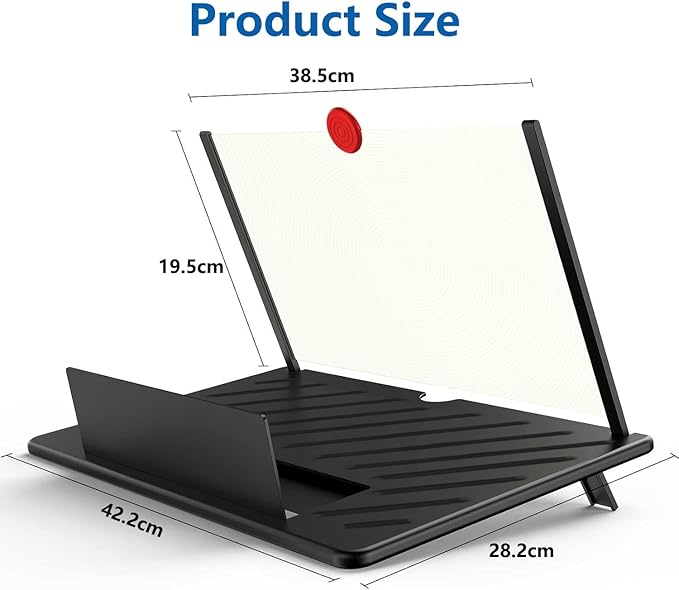 20" Screen Magnifier for Cell Phone,3D Magnifying Projector Screen Enlarger Expander for Movies, Videos, and Gaming,Foldable Phone Stand with Screen Amplifier, Compatible with All Smartphones