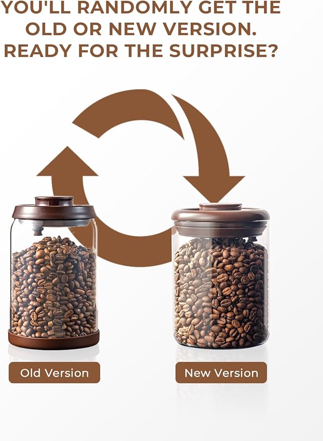 Glass Coffee Container - 10 oz Pop Top Coffee Storage Airtight Canister, Large Ground Coffee Containers Coffee Jars with Lids, 0.63lb, 2 Pack
