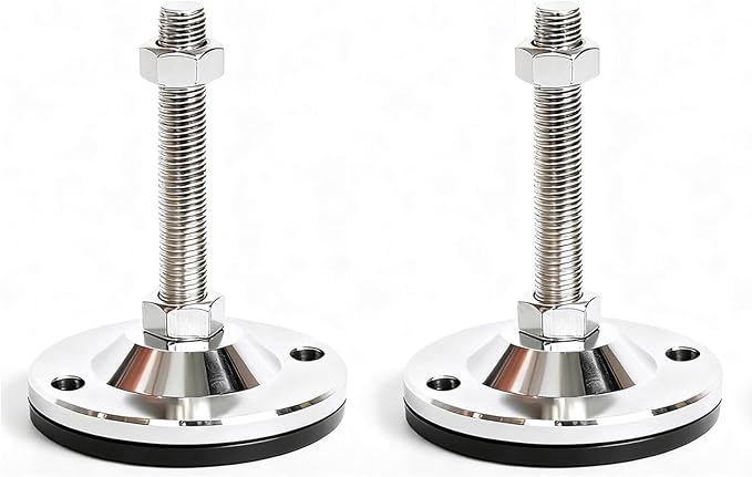 Extra Heavy Duty Adjustable Leveling Feet, Machine Leveling Feet Anti-Slip Shock Absorption 6600 lb Capacity, 2 Pcs Black (M20 Thread),Bolt-Down Base for Industrial Workbench Machinery,D120xM20xH200