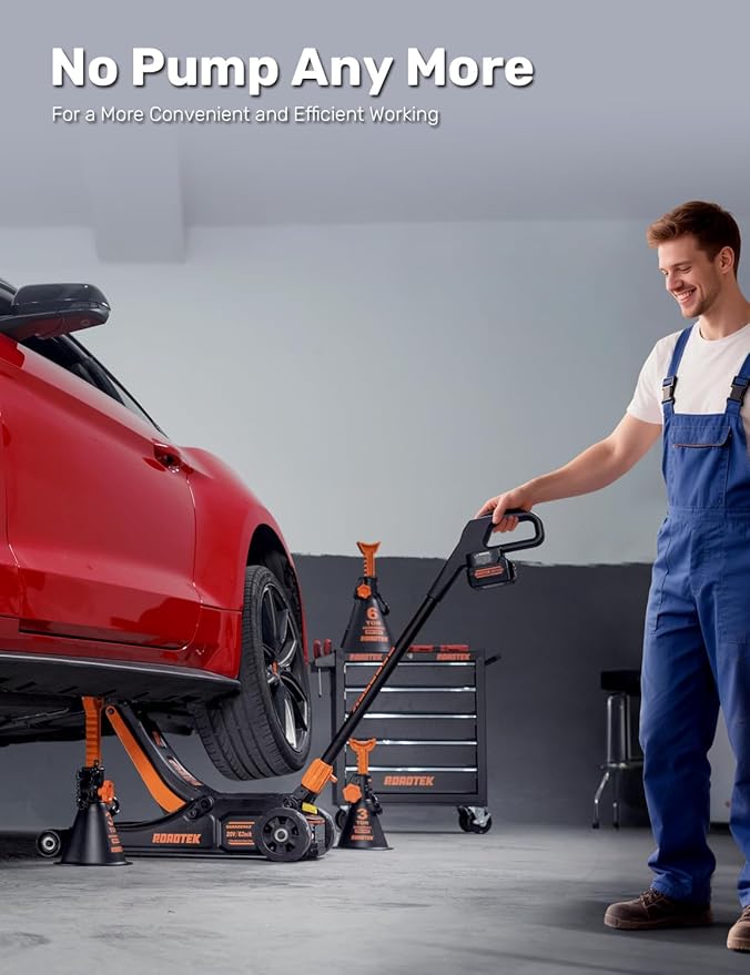 3 Ton Electric Floor Jack, Low Profile Jack for Quickly Car Lift, Hydraulic Service Jack, 6000 lbs Capacity. Lifting Range 3-3/8" to 20"