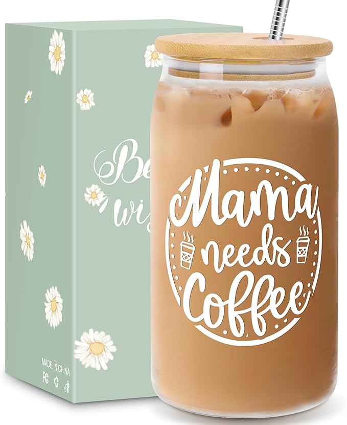 Mothers Day Gifts for Mom from Daughter Son, Unique Retirement Gifts Ideas for Women Mother In Law, Personalized Anniversary Birthday Mothers Day Presents for Mom Wife from Husband - Can Glass 16OZ