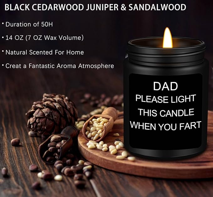 Homsolver Gift for Dad, Fathers Day Christmas Birthday Dad Gifts from Daughter Son - Sandalwood Scented Candle (7OZ)