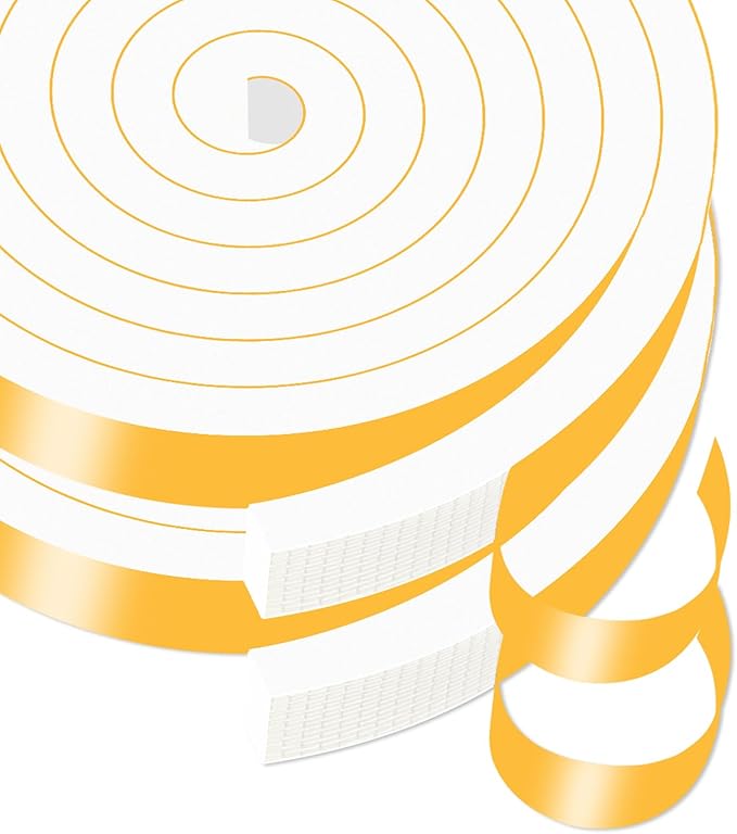 Weather Stripping Door Seal Strip,Front Door Weather Stripping,Insulation Tape for Door Frame,Window,Air Conditioner (White,3/4 in x 3/8 in x 13Ft)