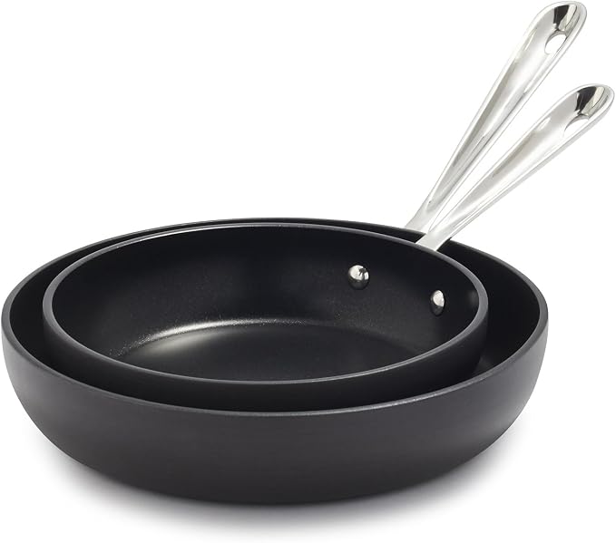 All-Clad Aluminum 12-inch Nonstick Frying Pan, Medium Grey Aluminum 10-inch Nonstick Fry Pan, Black