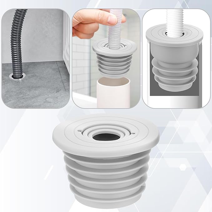 Gjinxi 2 Pcs Washing Machine Drain Hose Seal, Pipe Cover Plug Hose Adapter Drain Pipe Seal Plug Drain Sewer Silicone Sealing Stopper Cover Cap for Laundry Room Bathroom Kitchen