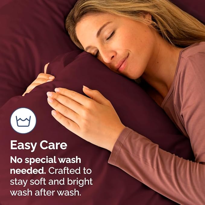 Body Pillowcases Set of 4-20x54 Long Body Pillow Case - Soft Body Pillow Cover for Sleeping & Side Sleepers - Comfy, Breathable & Fade Free - Machine Washable with Envelope Enclosure - (Burgundy)