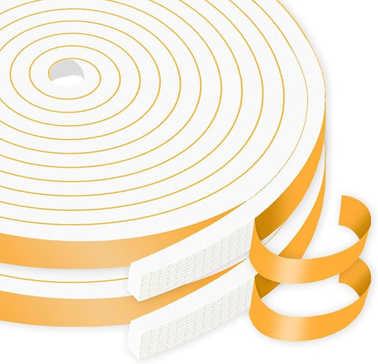 Weather Stripping Door Seal Strip,Front Door Weather Stripping,Insulation Tape for Door Frame,Window,Air Conditioner (White,1/2 in x 1/4 in x 52Ft)