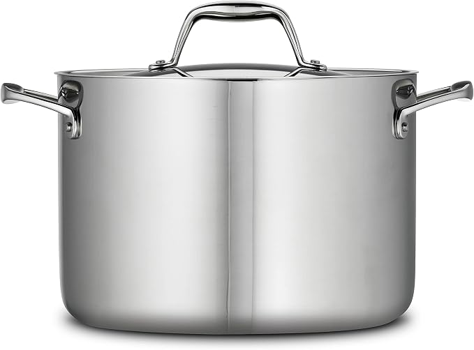 Tramontina Signature Tri-Ply Clad Stainless Steel 8-Quart Stock Pot | Induction-Ready Pasta Pot, Dishwasher-Safe, NSF-Certified, Made in Brazil