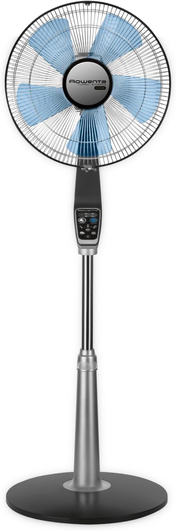 Rowenta Pedestal Fan, 53 Inches, Ultra Quiet Oscillating Fan for Bedroom, Portable, 5 Speeds, Refresh Up to 23-Feet, Silver, Indoor, VU5670