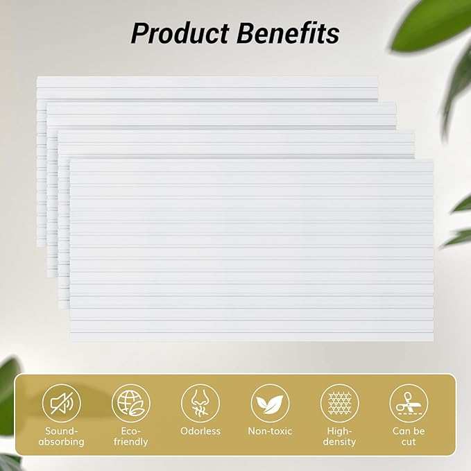 TONOR 8-Pack Bilayer Acoustic Panels Large Self-adhesive, 47.2'' * 23.6'' * 0.72” Adhesive Wall Panel, Large Soundproof Tiles for Echo Absorbtion, Acoustical Barrier of Polyester Fiber, White