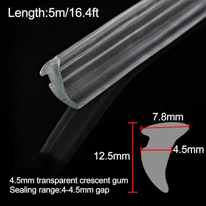 5M Alloy Window Sealing Strip Card Slot Gap Seal PVC Door Dustproof Sound Insulation Weatherstrip Home Hardware,Transparent-4.5mm