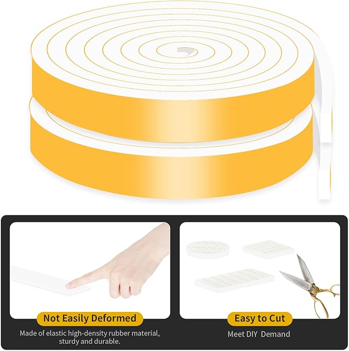 Weather Stripping Door Seal Strip,Weather Stripping,High Density CR Door Seal Strip for Door Frame for Windows (White,3/4 in x 5/16 in x 13Ft)