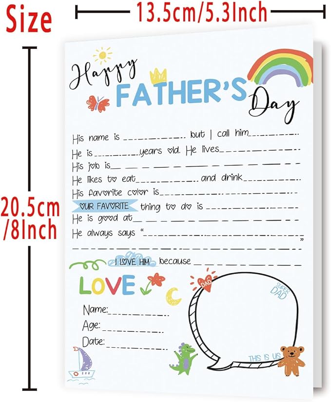 Funny Fathers Day Cards Gift for Dad, Fill in The Blanks on Father's Day Card from Daughter Son Kids, Best Dad Gifts Ideas
